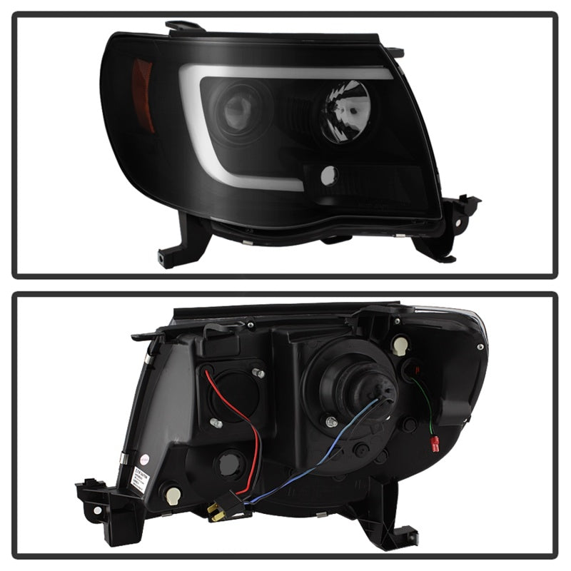 Phares Spyder 05-11 Toyota Tacoma Ver 2 Proj - Barre lumineuse DRL - Fumée noire PRO-YD-TT05V2-LB-BSM