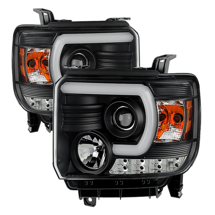 Phares de projecteur Spyder GMC Sierra 14-16 Barre lumineuse DRL Noir PRO-YD-GS14-LBDRL-BK