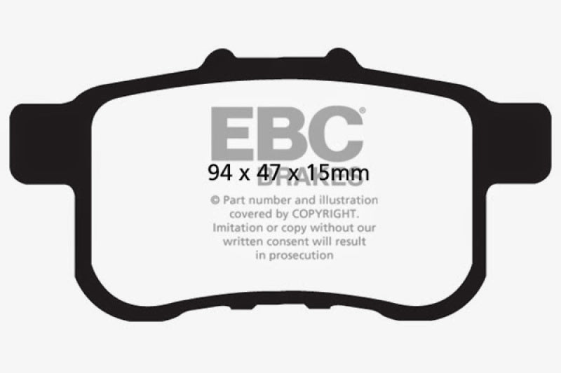 Plaquettes de frein arrière EBC 09-14 Acura TSX 2.4 Redstuff