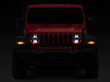 Phares à DEL Angel Eye de 9 po de la série Axial Jeep Wrangler JL de Raxiom 18-23 - Boîtier noir (lentille transparente)