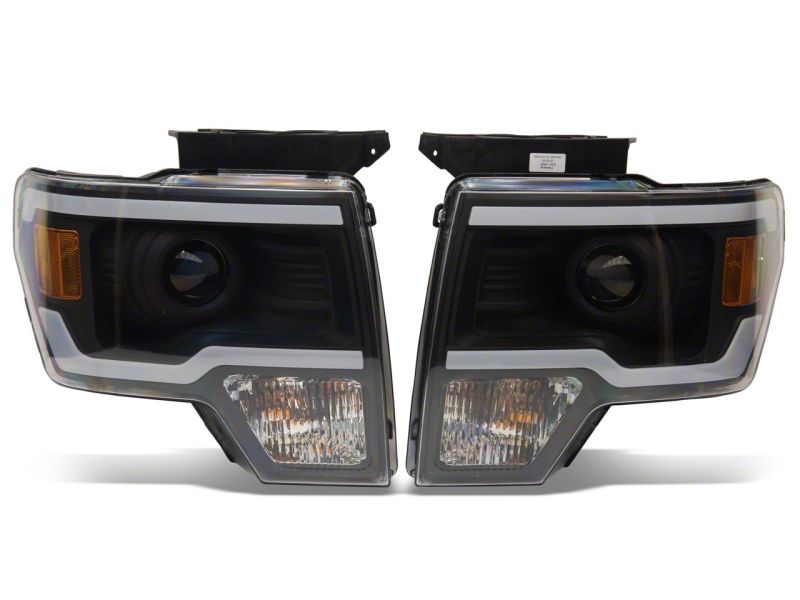 Phares de projecteur Raxiom 09-14 Ford F-150 Axial Series avec barre lumineuse à LED - Boîtier noir (lentille transparente)