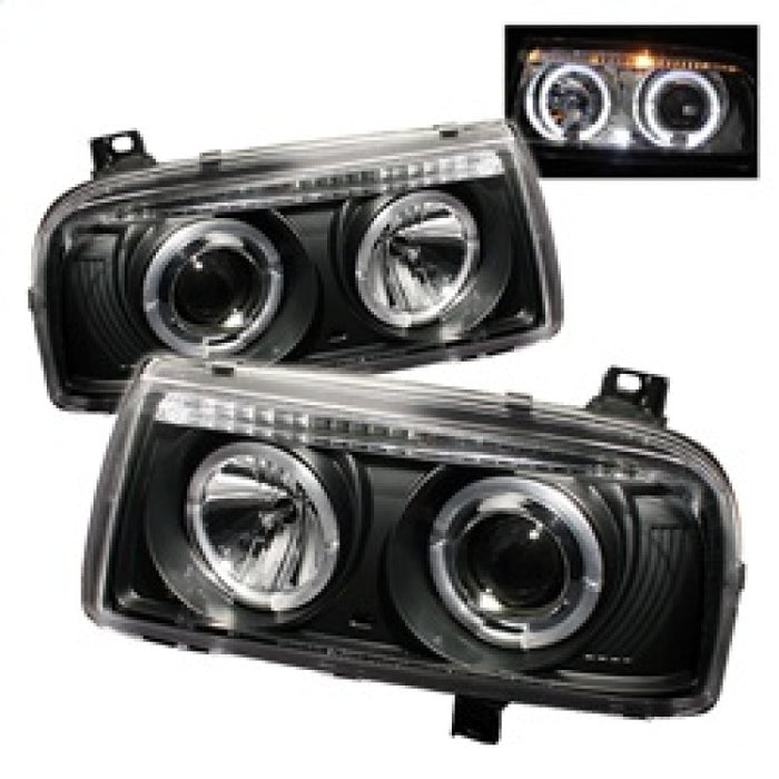 Phares de projecteur Spyder Volkswagen Jetta III 93-98 LED Halo Blk High H1 Low H1 PRO-YD-VJ93-HL-BK