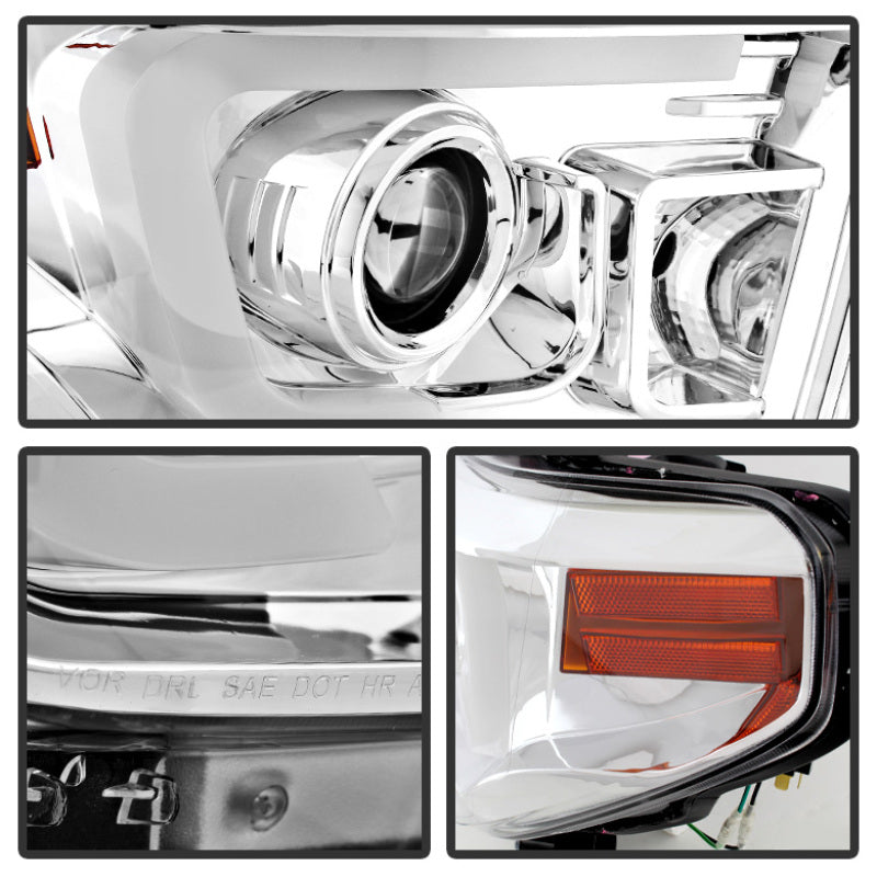 Phares de projecteur Spyder Toyota Tundra 2014-2016 Barre lumineuse DRL Chrome PRO-YD-TTU14-DRL-C