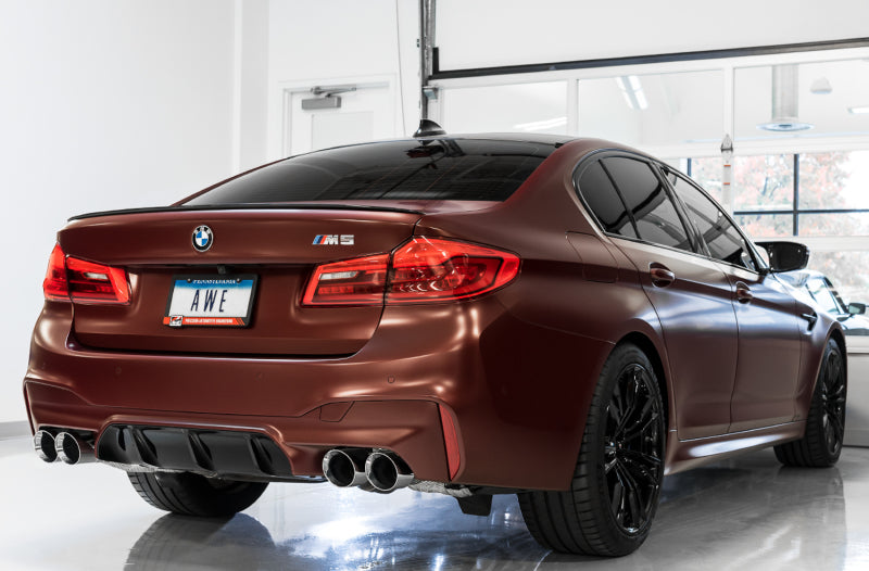 AWE Tuning 18-19 BMW F90 M5 SwitchPatch Cat-Back Exhaust - Embouts Black Diamond