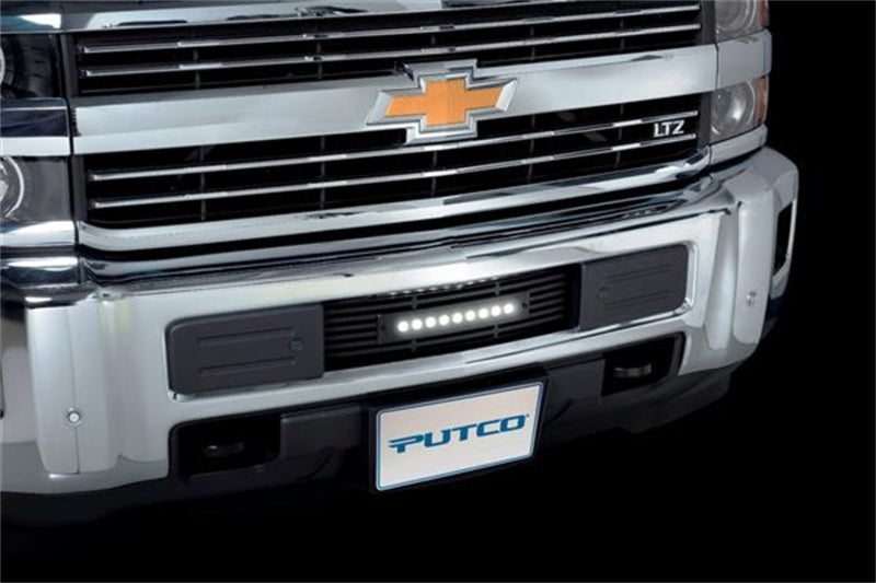 Insert de calandre de pare-chocs Putco 15-19 Chevy Silv HD SS Black Bar Design avec barre lumineuse incurvée affleurante de 10 pouces