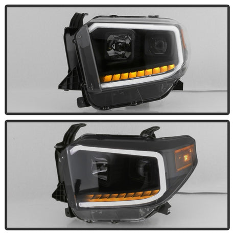 Phares de projet à barre lumineuse LED DRL xTune 14-17 pour Toyota Tundra - Fumée noire (PRO-JH-TTU14-LB-BSM)