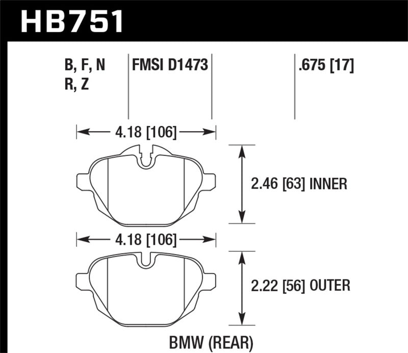 Plaquettes de frein arrière Hawk 2015 BMW 428i Gran Coupé / 11-16 535i / 11-16 X3/X4 HP Plus