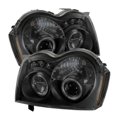 Phares de projecteur Spyder Jeep Grand Cherokee 05-07 LED Halo LED Blk Smke PRO-YD-JGC05-HL-BSM