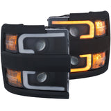 Phares de projecteur ANZO 15-17 Chevrolet Silverado 2500HD / 3500HD Noir avec bordure noire
