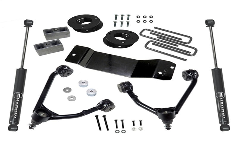 Kit de levage Superlift 07-16 Chevy Silv 1500 4WD 3,5 pouces avec bras de suspension en acier moulé et amortisseurs arrière