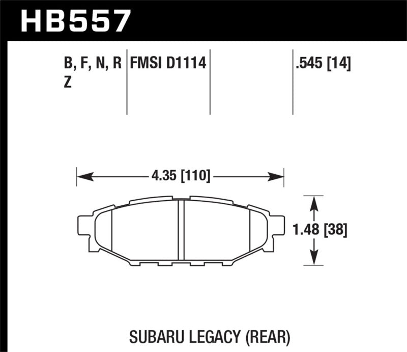 Plaquettes de frein arrière hautes performances Street 5.0 pour Subaru BRZ Ltd (disque avant 277 mm/disque arrière plein) Hawk 2013-2014