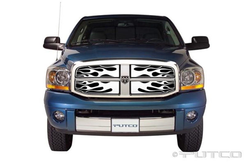 Putco 06-08 Ram 1500/2500/3500 - Grille de remplacement en acier inoxydable Flaming Inferno