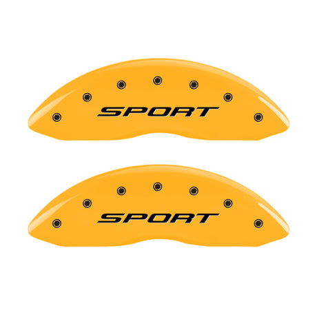 MGP 4 Caliper Covers Engraved front & Rear 2015/Sport Yellow finish black ch