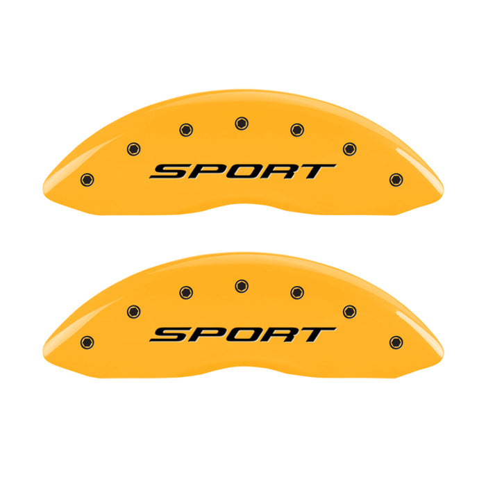 MGP 4 Caliper Covers Engraved front & Rear 2015/Sport Yellow finish black ch