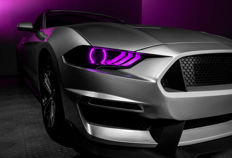 Phares à DEL Dynamic ColorSHIFT pour Ford Mustang 18-23 d'Oracle Lighting - Série noire VOIR LA GARANTIE