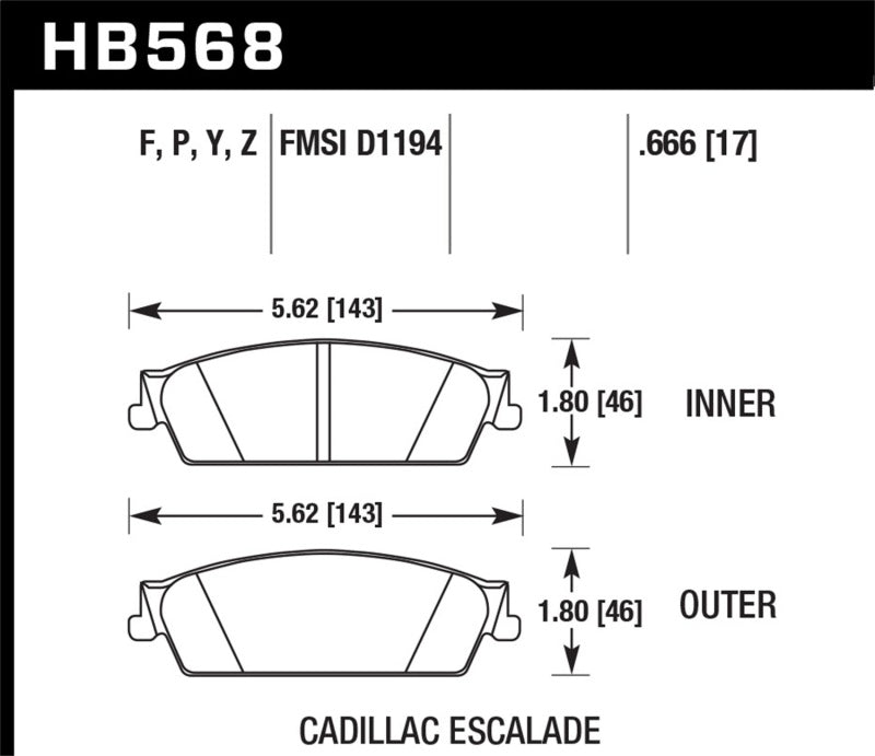 Plaquettes de frein arrière Hawk 07-14 Cadillac Escalade / EXT / ESV HPS 5.0