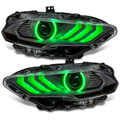 Phares à DEL Dynamic ColorSHIFT pour Ford Mustang 18-23 d'Oracle Lighting - Série noire VOIR LA GARANTIE