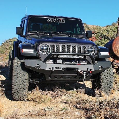 Pare-chocs avant pleine largeur Westin 18-19 Jeep Wrangler JL WJ2 avec pare-buffles noir texturé