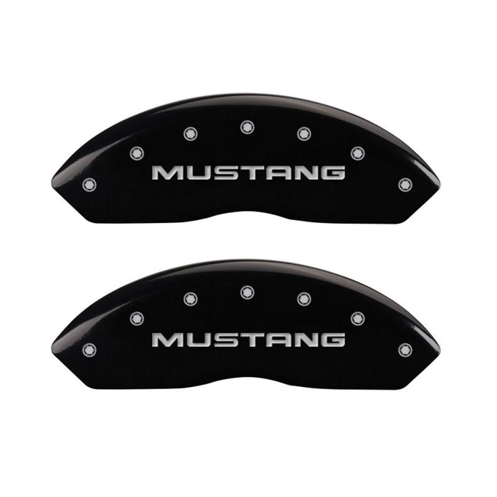 MGP 4 Caliper Covers Engraved Front Mustang Engraved Rear SN95/GT Black finish silver ch