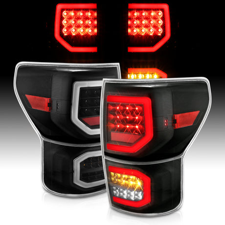 Feux arrière à LED ANZO 2007-2013 Toyota Tundra style planche noir avec lentille transparente