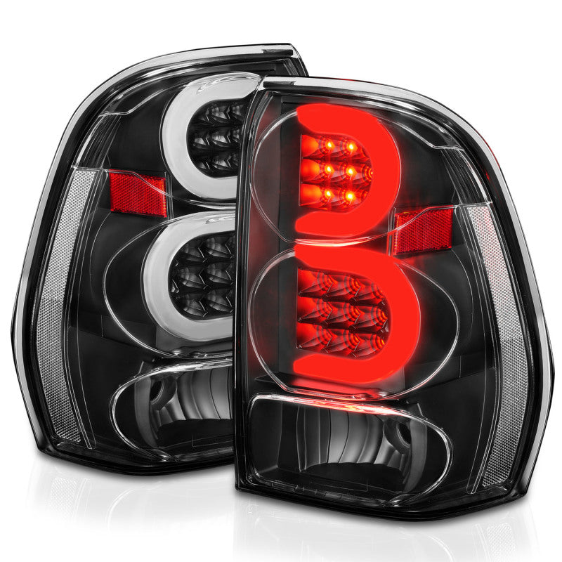 Feux arrière à LED ANZO 2002-2009 Chevrolet Trailblazer avec barre lumineuse, boîtier noir, lentille transparente