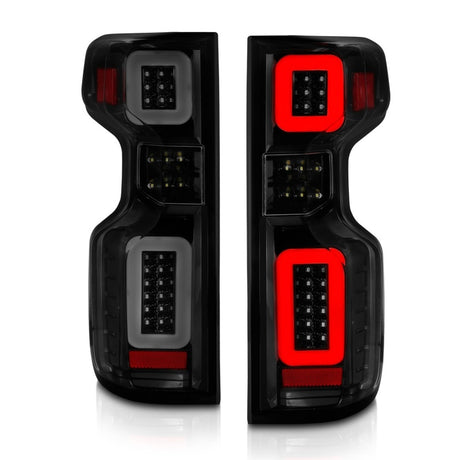 Feux arrière à LED Anzo 19-21 Chevy Silverado avec boîtier noir et lentille fumée G2 (avec barres lumineuses C)