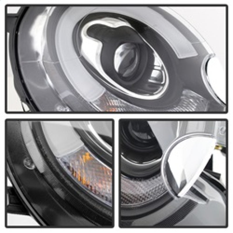 Phares de projecteur Spyder Mini Cooper 2007-2012 Modèle halogène uniquement - DRL Noir PRO-YD-MC07-DRL-BK