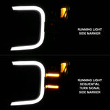 Phares de style barre de fumée à projecteur LED complet Anzo 18-20 Ford F-150 noir ambre