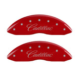 Couvre-étriers MGP 4 gravés à l'avant en cursive/arrière gravé Cadillac SRX finition rouge argent ch
