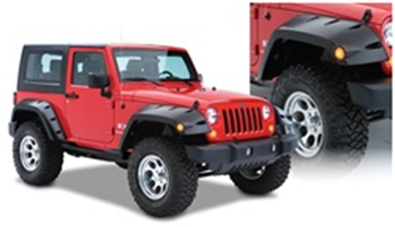 Bushwacker 07-18 Jeep Wrangler Max Pocket Style Flares 2 pièces Couverture étendue - Noir