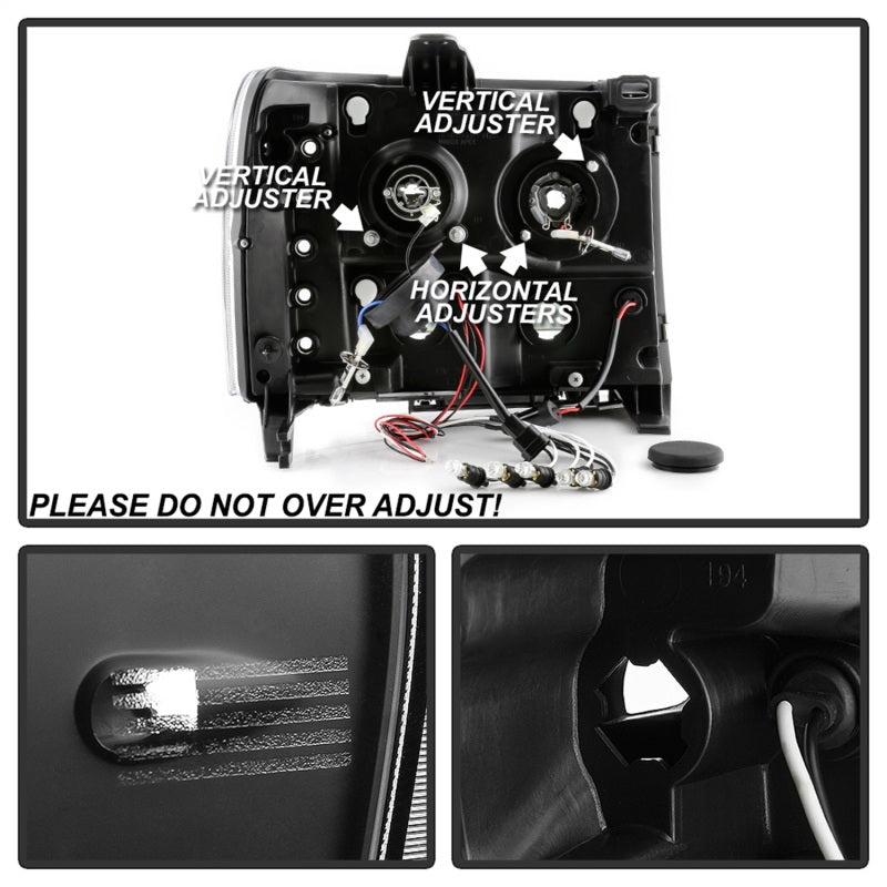 Projecteur LED Halo Spyder GMC Sierra 1500/GMC Sierra Denali 08-13 - LED tout noir PRO-YD-GS07-HL-BKV2