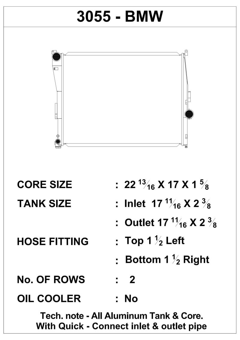 Radiateur CSF 99-06 BMW 323i / 99-05 BMW 325i / 99-06 BMW 328i / 99-05 BMW 330i / 03-05 BMW Z4