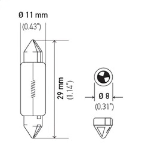 Ampoule Hella 6428 12V 3W SV7-8 T2.25 8x28mm