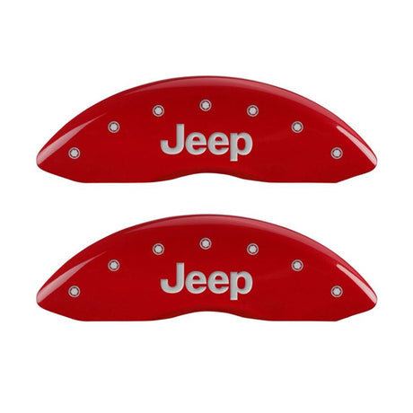 MGP 4 Caliper Covers Engraved Front & Rear JEEP Red finish silver ch