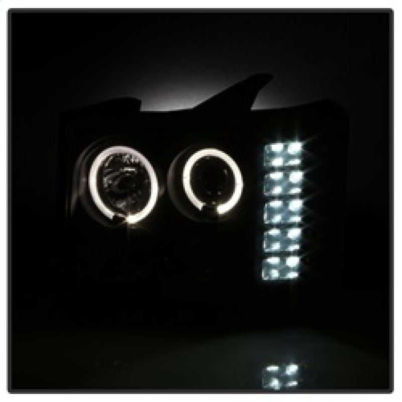 Phares de projecteur Spyder GMC Sierra 1500/2500 07-13 LED Halo- LED Blk Smke PRO-YD-GS07-HL-BSM