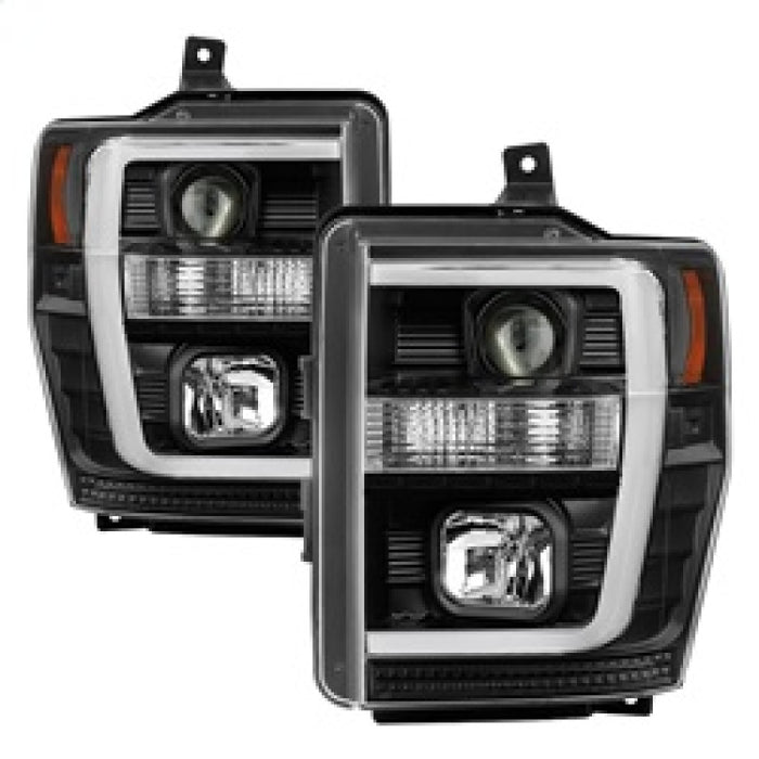 Phares de projecteur Spyder 08-10 Ford F-250 V2 - Barre lumineuse DRL LED - Noir PRO-YD-FS08V2-LB-BK