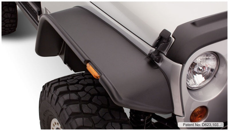 Bushwacker 07-18 Jeep Wrangler Flat Style Flares 4 pièces pour utilitaire sport 2 portes uniquement - Noir