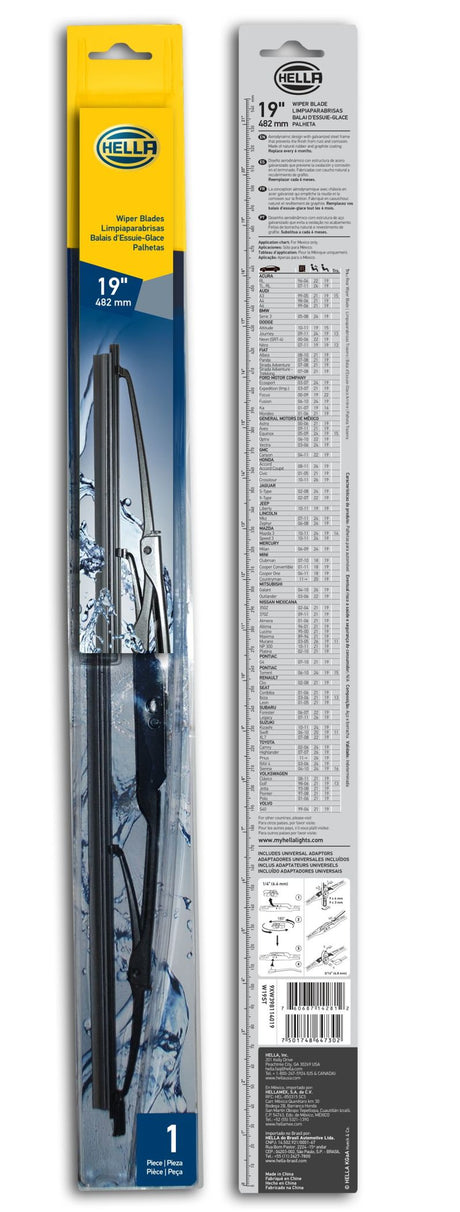Balai d'essuie-glace standard Hella 19 po - Simple