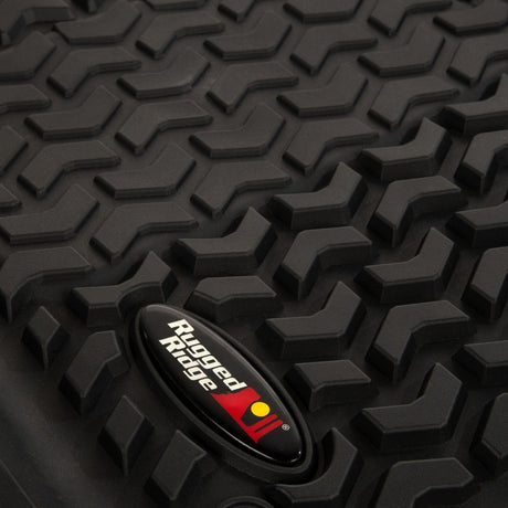 Revêtement de plancher avant/arrière Rugged Ridge noir pour Jeep Wrangler JL 4 portes 2018-2020