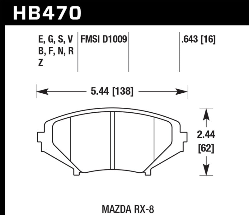 Plaquettes de frein avant Hawk 08-10 Mazda RX-8 Grand Touring/Sport/Touring / 04-07 RX-8 DTC-60 Race