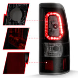 Feux arrière à LED ANZO 1999-2002 Chevy Silverado 1500 style planche noir avec lentille fumée