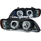 Phares de projecteur ANZO 2000-2003 BMW X5 avec halo noir