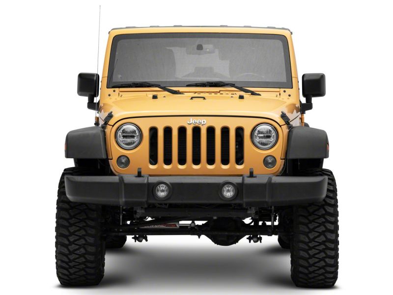 Phares à DEL axiaux Raxiom 97-18 Jeep Wrangler TJ et JK 7 pouces avec DRL - Boîtier chromé (lentille transparente)