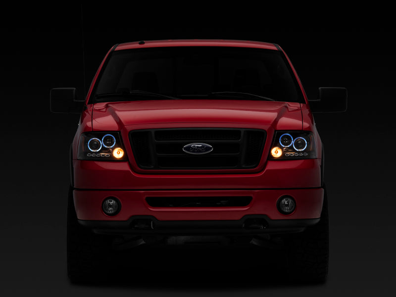Phares de projecteur à double LED Raxiom 04-08 Ford F-150 - Boîtier noir (lentille transparente)