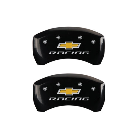 MGP 4 Caliper Covers Engraved Front & Rear Chevy racing Black finish silver ch