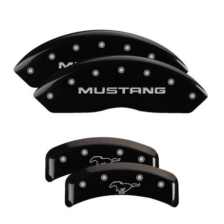 Couvre-étriers MGP 4 gravés à l'avant Mustang gravé à l'arrière Pony finition noire argent ch