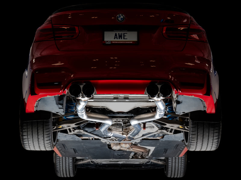 Échappement Catback AWE Tuning pour BMW F8X M3/M4 Track Edition - Embouts noirs diamantés