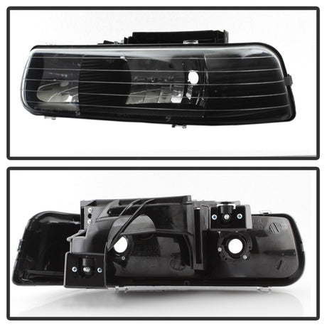 xTune Chevy Tahoe 00-06 Amber Crystal Headlights Black HD-JH-CSIL99-BK