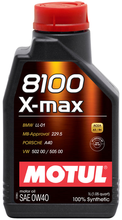 Huile moteur synthétique Motul 1L 8100 0W40 X-MAX - Porsche A40