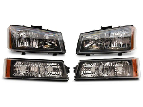 Phares Raxiom 03-06 Chevrolet Silverado 1500 Axial OEM Style Rep - Boîtier chromé (lentille transparente)